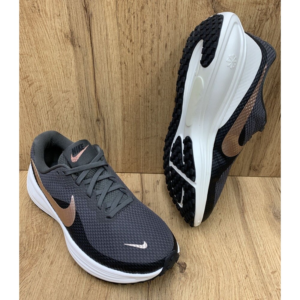 Nike Revolution 8 Running Shoes Women Size 6 Grey Bronze Metallic Lightweight